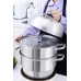 11.8 Inches (30cm) Heavy-Duty Stainless-Steel Steamer Pot, 3 Tier Food Stacked Stream Set